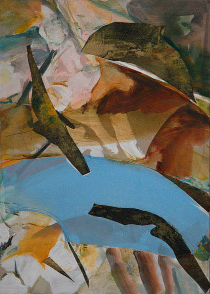 paysage with light blue 105x75cm mixed medium on canvas